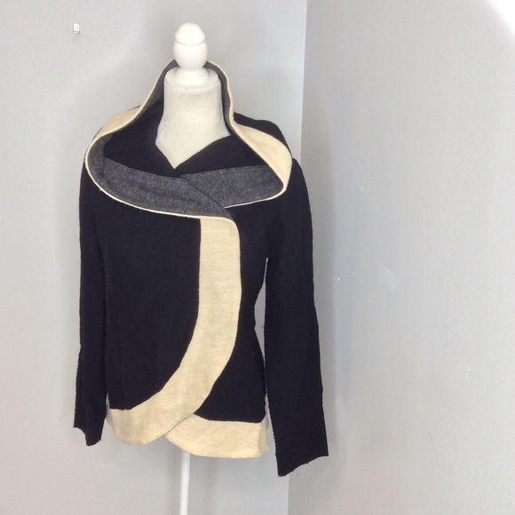 Anthropologie Jackets & Blazers - navy cream 100% boiled wool hooded Anthropologie
